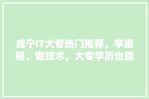 咸宁IT大专热门推荐，学编程、做技术，大专学历也能高薪就业！