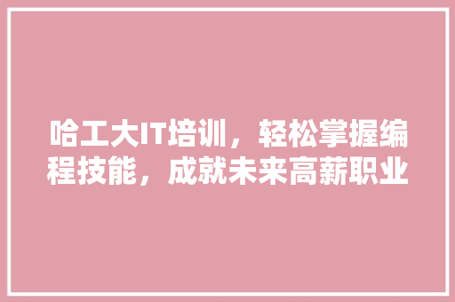 哈工大IT培训，轻松掌握编程技能，成就未来高薪职业！