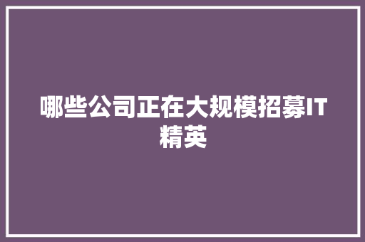 哪些公司正在大规模招募IT精英 搜狗优化