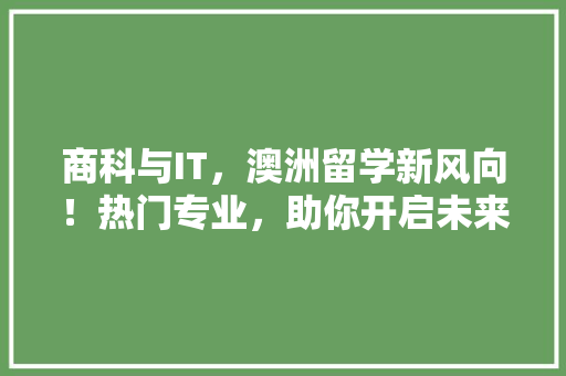 商科与IT，澳洲留学新风向！热门专业，助你开启未来之路