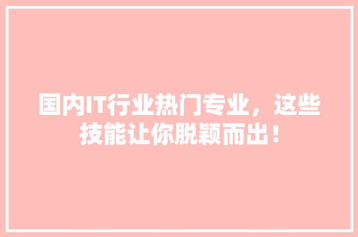国内IT行业热门专业，这些技能让你脱颖而出！