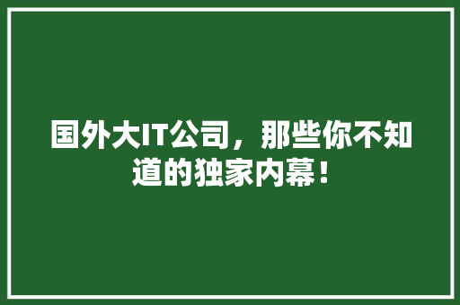 国外大IT公司，那些你不知道的独家内幕！