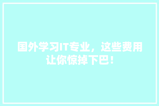 国外学习IT专业，这些费用让你惊掉下巴！