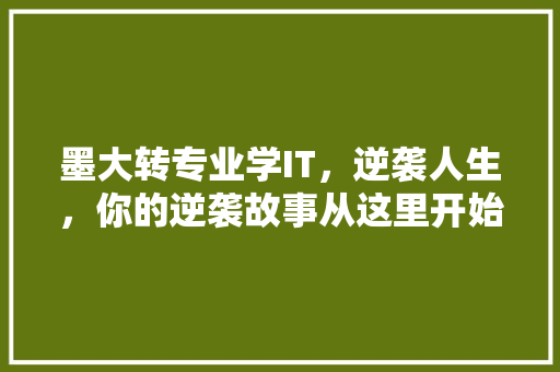 墨大转专业学IT，逆袭人生，你的逆袭故事从这里开始！