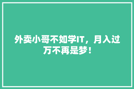 外卖小哥不如学IT，月入过万不再是梦！