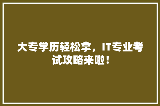 大专学历轻松拿，IT专业考试攻略来啦！