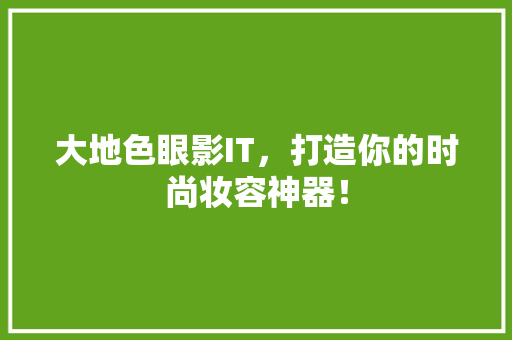 大地色眼影IT，打造你的时尚妆容神器！