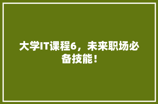 大学IT课程6，未来职场必备技能！