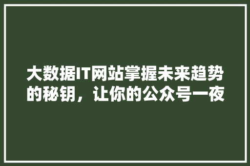大数据IT网站掌握未来趋势的秘钥，让你的公众号一夜爆红！