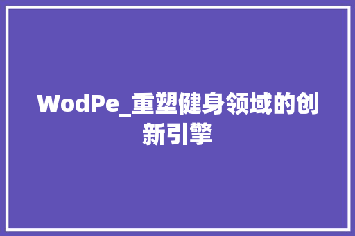 WodPe_重塑健身领域的创新引擎 WodPe_重塑健身领域的创新引擎 英文谷歌算法