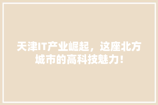 天津IT产业崛起，这座北方城市的高科技魅力！ 小程序开发