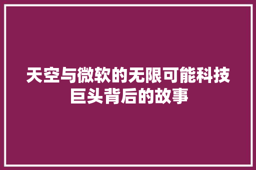 天空与微软的无限可能科技巨头背后的故事
