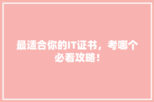 最适合你的IT证书，考哪个必看攻略！
