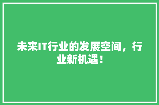 未来IT行业的发展空间，行业新机遇！