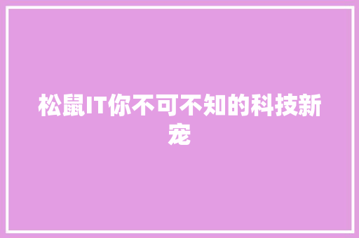 松鼠IT你不可不知的科技新宠 网站开发