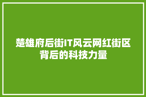楚雄府后街IT风云网红街区背后的科技力量