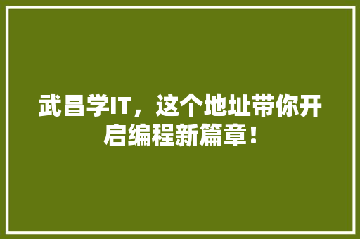 武昌学IT，这个地址带你开启编程新篇章！