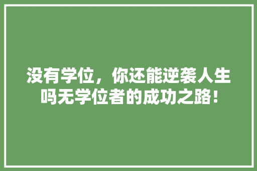 没有学位，你还能逆袭人生吗无学位者的成功之路！ 英文谷歌算法