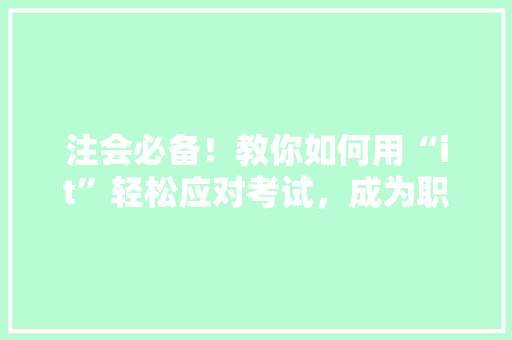 注会必备！教你如何用“it”轻松应对考试，成为职场佼佼者