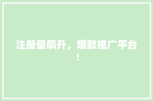 注册量飙升，爆款推广平台！