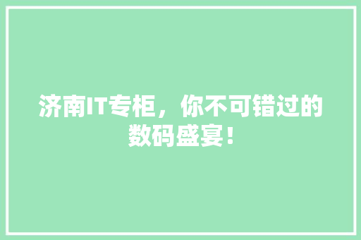 济南IT专柜，你不可错过的数码盛宴！