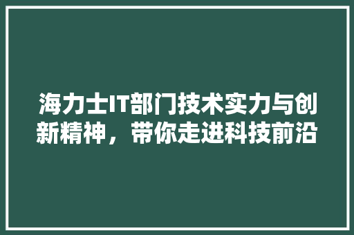 海力士IT部门技术实力与创新精神，带你走进科技前沿！