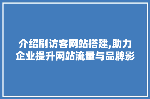 介绍刷访客网站搭建,助力企业提升网站流量与品牌影响力 介绍刷访客网站搭建,助力企业提升网站流量与品牌影响力 百度算法