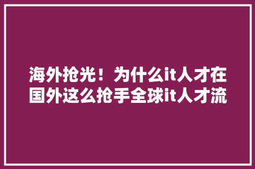 海外抢光！为什么it人才在国外这么抢手全球it人才流动趋势！