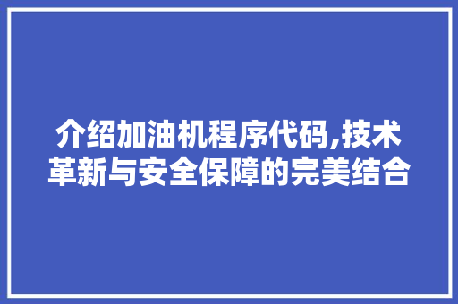介绍加油机程序代码,技术革新与安全保障的完美结合