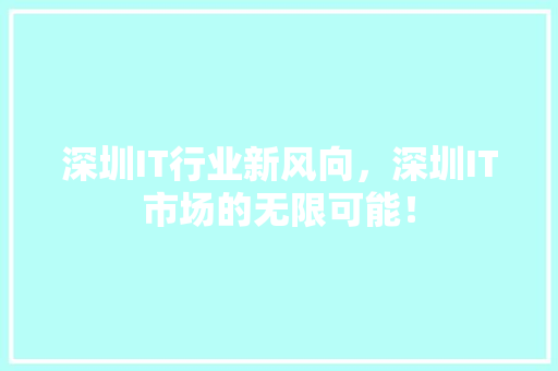 深圳IT行业新风向，深圳IT市场的无限可能！ 网站开发