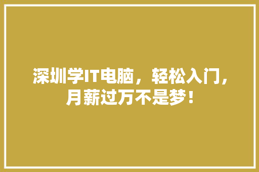深圳学IT电脑，轻松入门，月薪过万不是梦！
