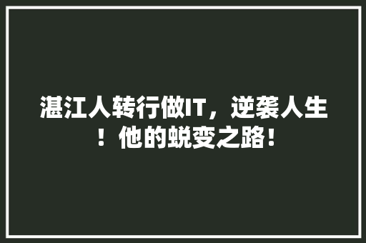 湛江人转行做IT，逆袭人生！他的蜕变之路！ 小程序开发