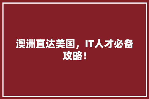 澳洲直达美国，IT人才必备攻略！ 网站优化