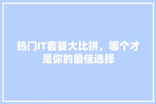热门IT套餐大比拼，哪个才是你的最佳选择 网站开发