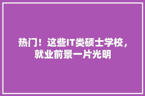 热门！这些IT类硕士学校，就业前景一片光明
