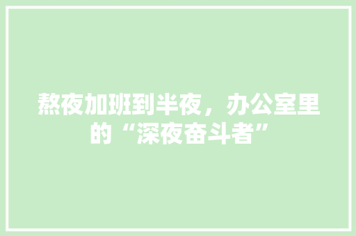 熬夜加班到半夜，办公室里的“深夜奋斗者” seo技术