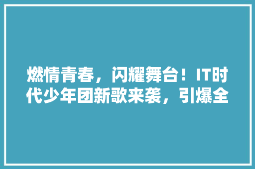 燃情青春，闪耀舞台！IT时代少年团新歌来袭，引爆全网热潮！