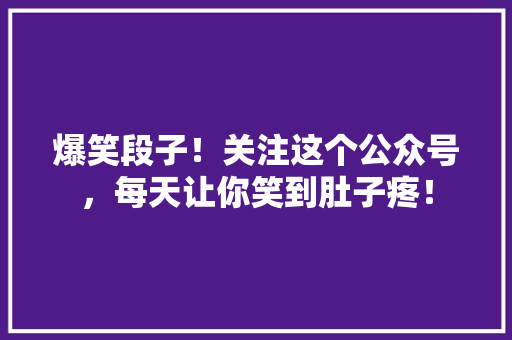 爆笑段子！关注这个公众号，每天让你笑到肚子疼！