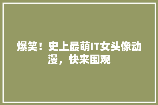爆笑！史上最萌IT女头像动漫，快来围观