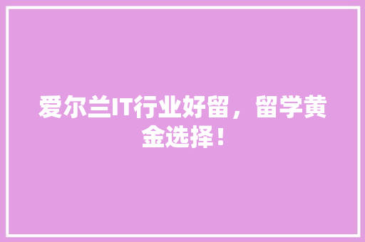 爱尔兰IT行业好留，留学黄金选择！ 小程序开发