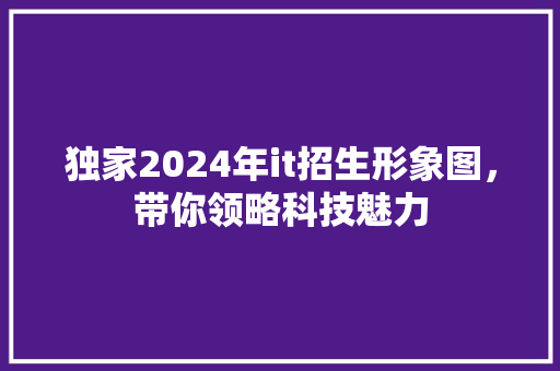 独家2024年it招生形象图，带你领略科技魅力 seo技术