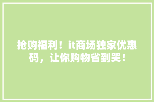 抢购福利！it商场独家优惠码，让你购物省到哭！