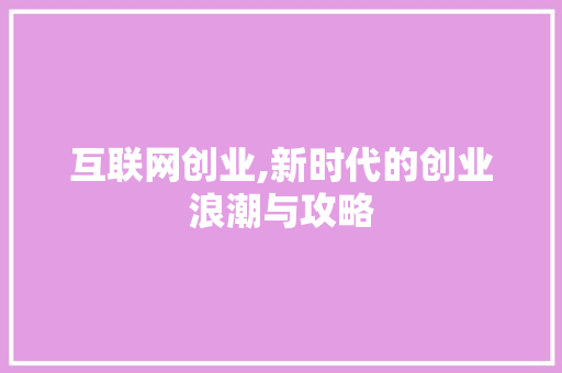 互联网创业,新时代的创业浪潮与攻略 互联网创业,新时代的创业浪潮与攻略 英文谷歌算法