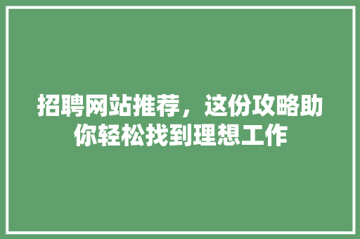 招聘网站推荐，这份攻略助你轻松找到理想工作 网站优化