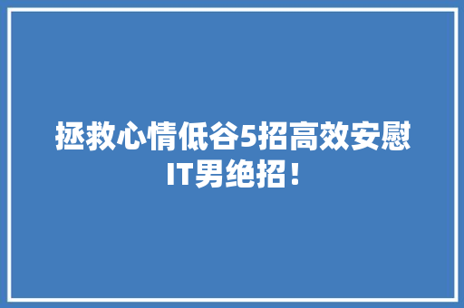 拯救心情低谷5招高效安慰IT男绝招！ 网站优化