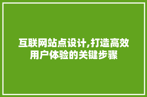 互联网站点设计,打造高效用户体验的关键步骤