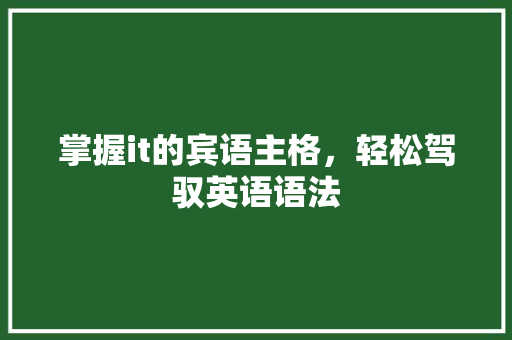 掌握it的宾语主格，轻松驾驭英语语法