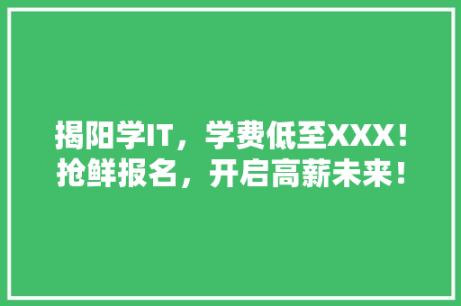 揭阳学IT，学费低至XXX！抢鲜报名，开启高薪未来！
