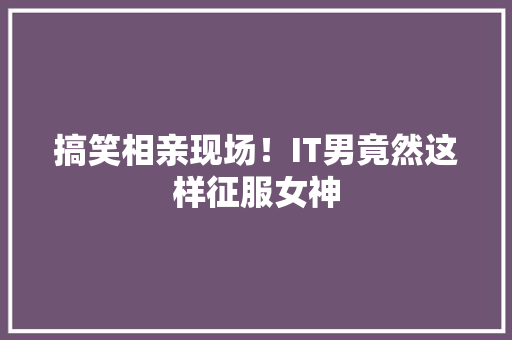 搞笑相亲现场！IT男竟然这样征服女神