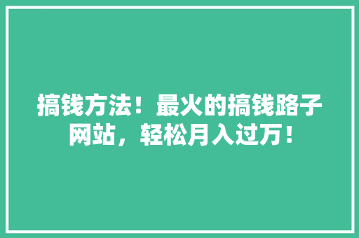 搞钱方法！最火的搞钱路子网站，轻松月入过万！ 英文谷歌算法